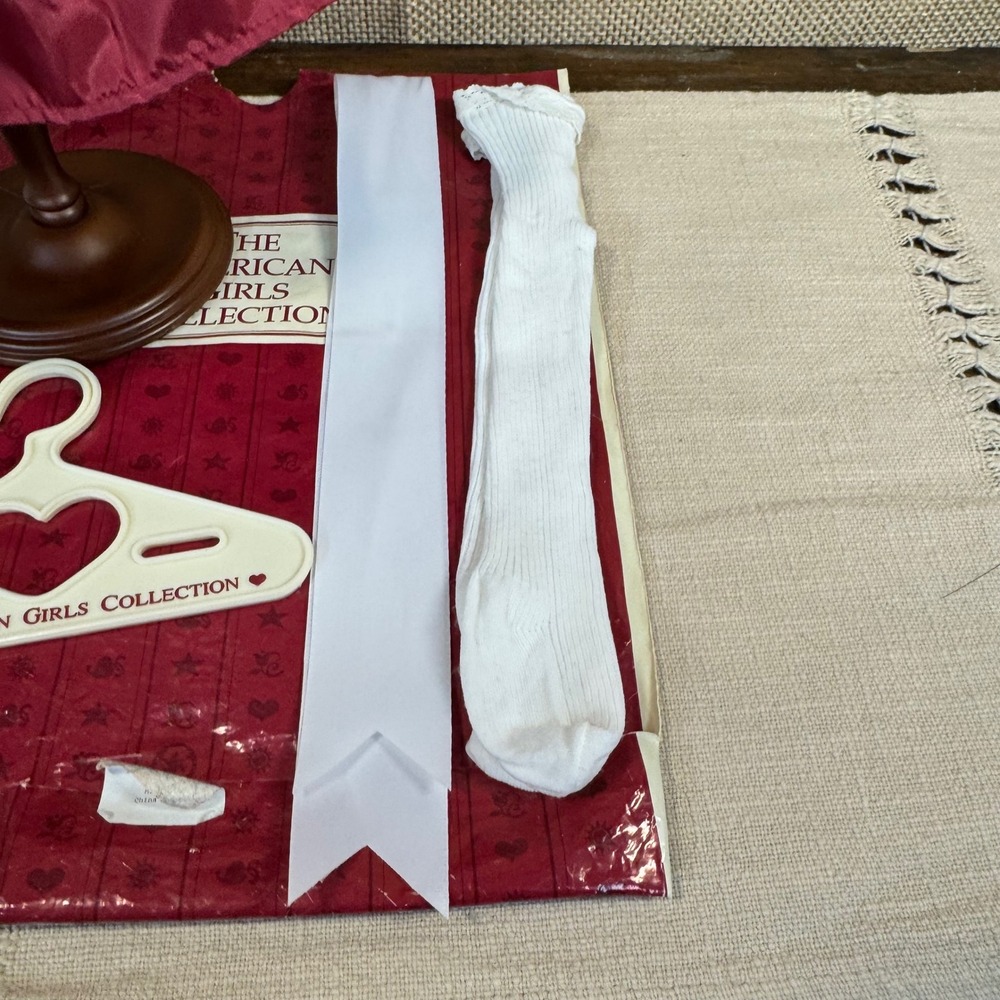 Pleasant Company American Girl Samantha Cranberry Christmas Dress Ribbon Tights - Picture 11 of 15